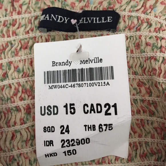 brandy melville ribbed floral bandeau - Picture 2 of 2